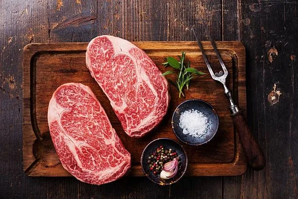 Fresh halal beef steaks